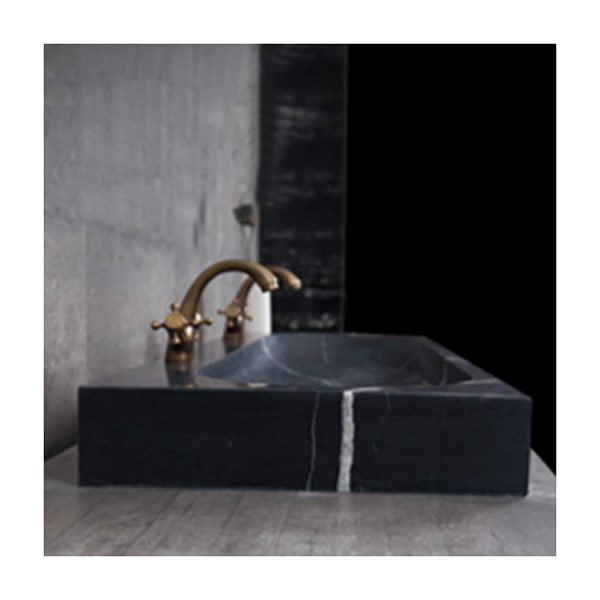 top Design Natural Bathroom Black Marble Rectangular Stone Wash Basin-4