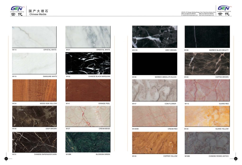 Marble slabs with various colors in stock